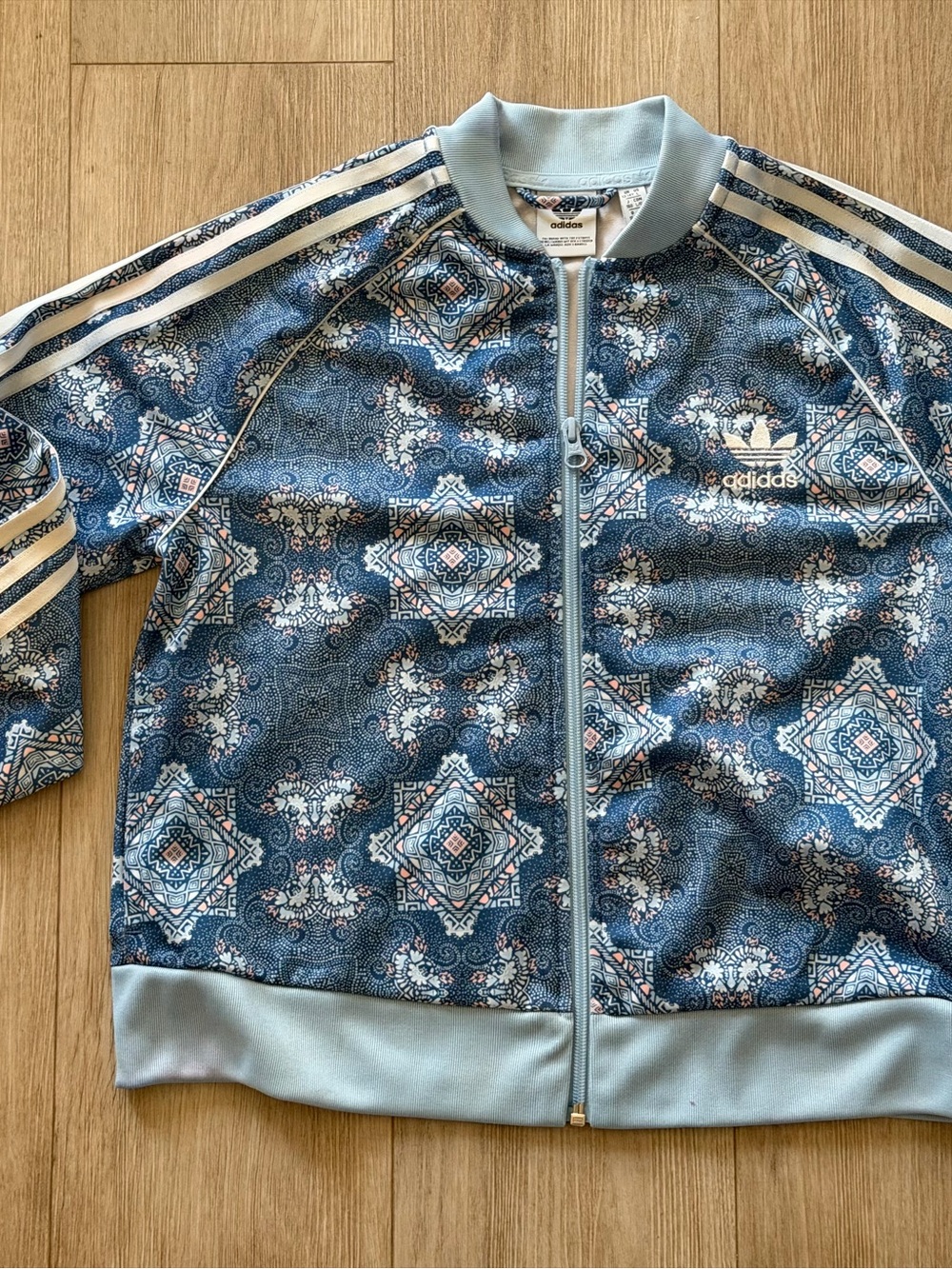 Adidas Originals Paisley Medallion Track Jacket Light Blue Girls L 13-14 Y